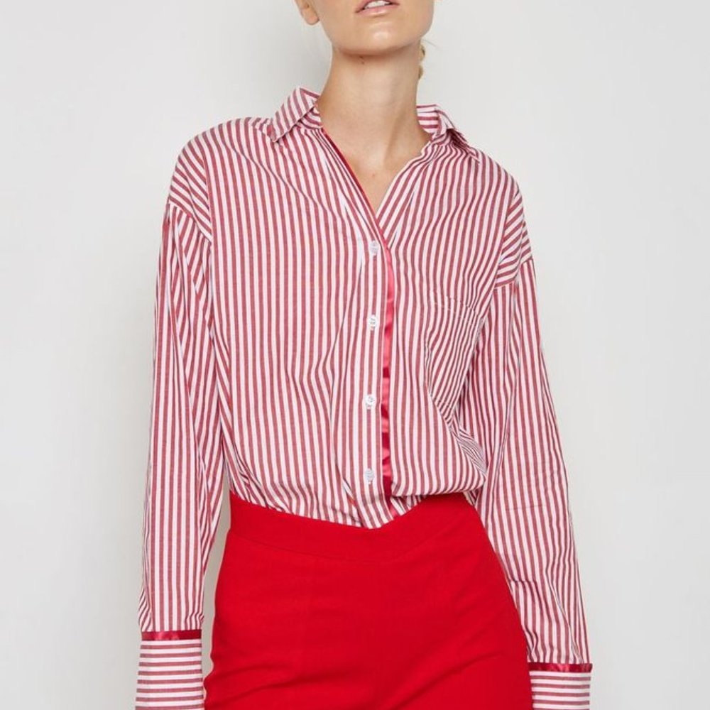 ASOS Plain Studios Oversized Red Stripe Shirt 6
